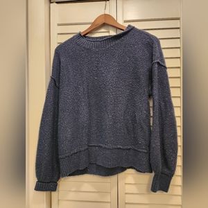 Blue sweater with cute color thread accent